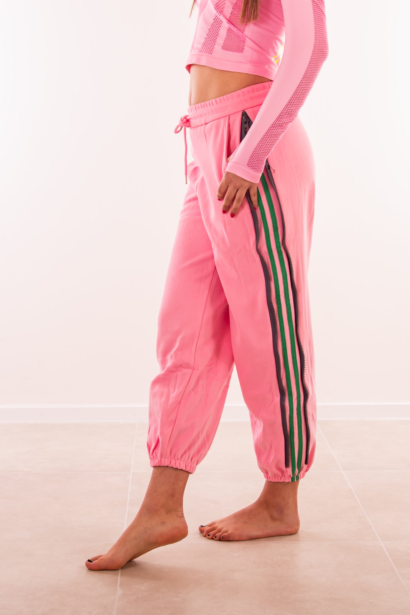 Pink Jogger with Pockets and Side Zips