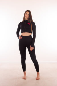 Completo Leggins Pump-Up e Felpa Zip - Nero