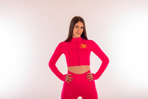 Pump-Up Leggings and Zip Sweatshirt Set - Fuchsia