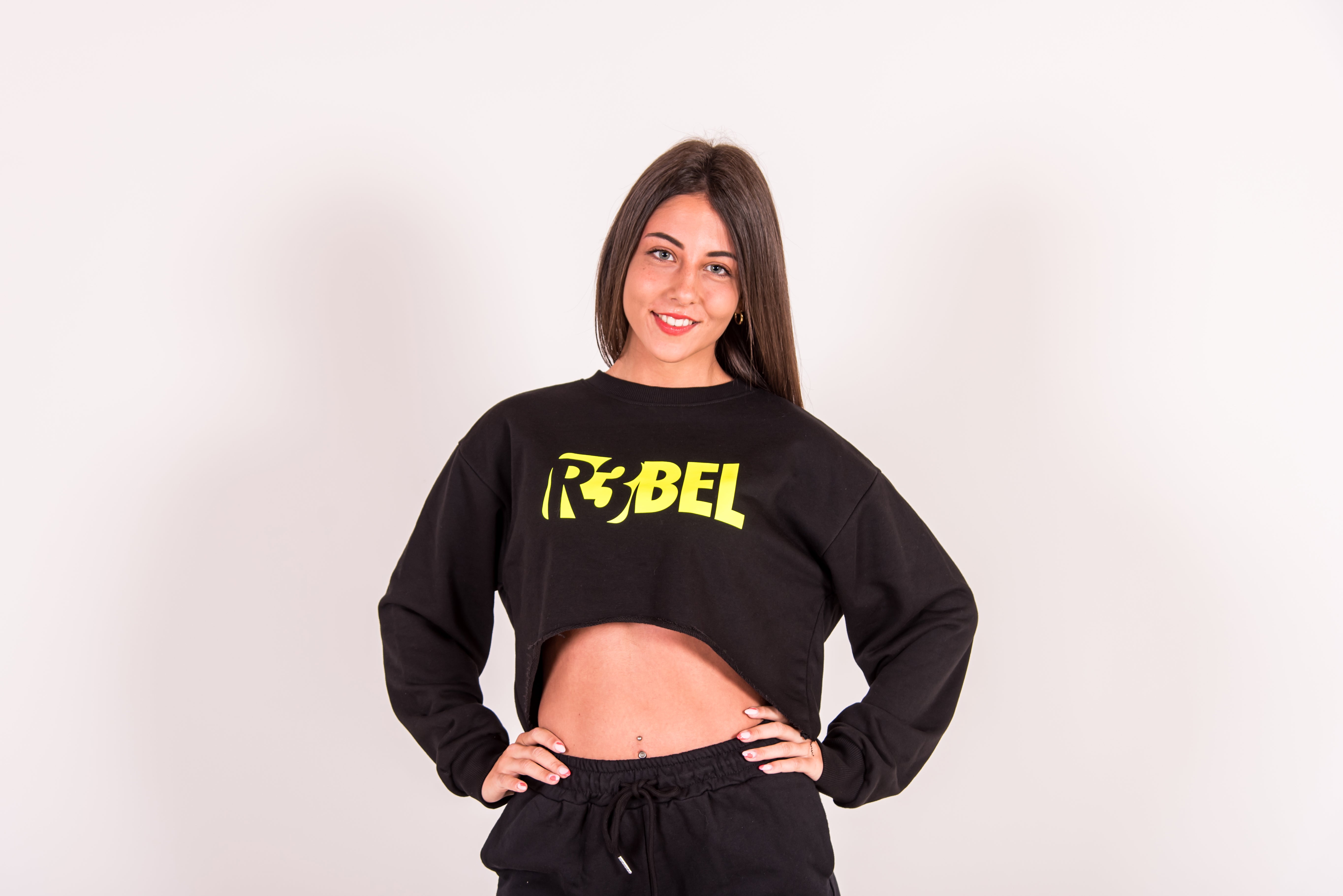 Felpa Crop-Top  -  Nero