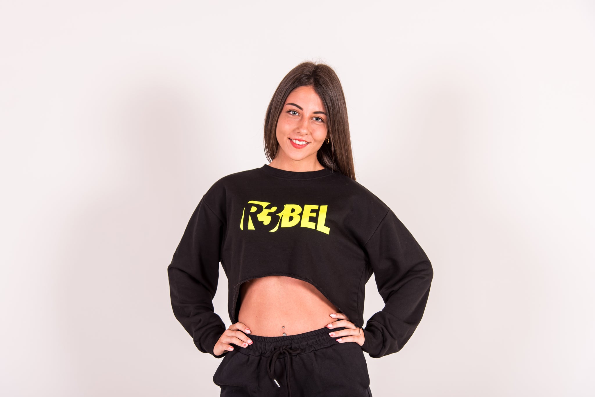 Felpa Crop-Top  -  Nero