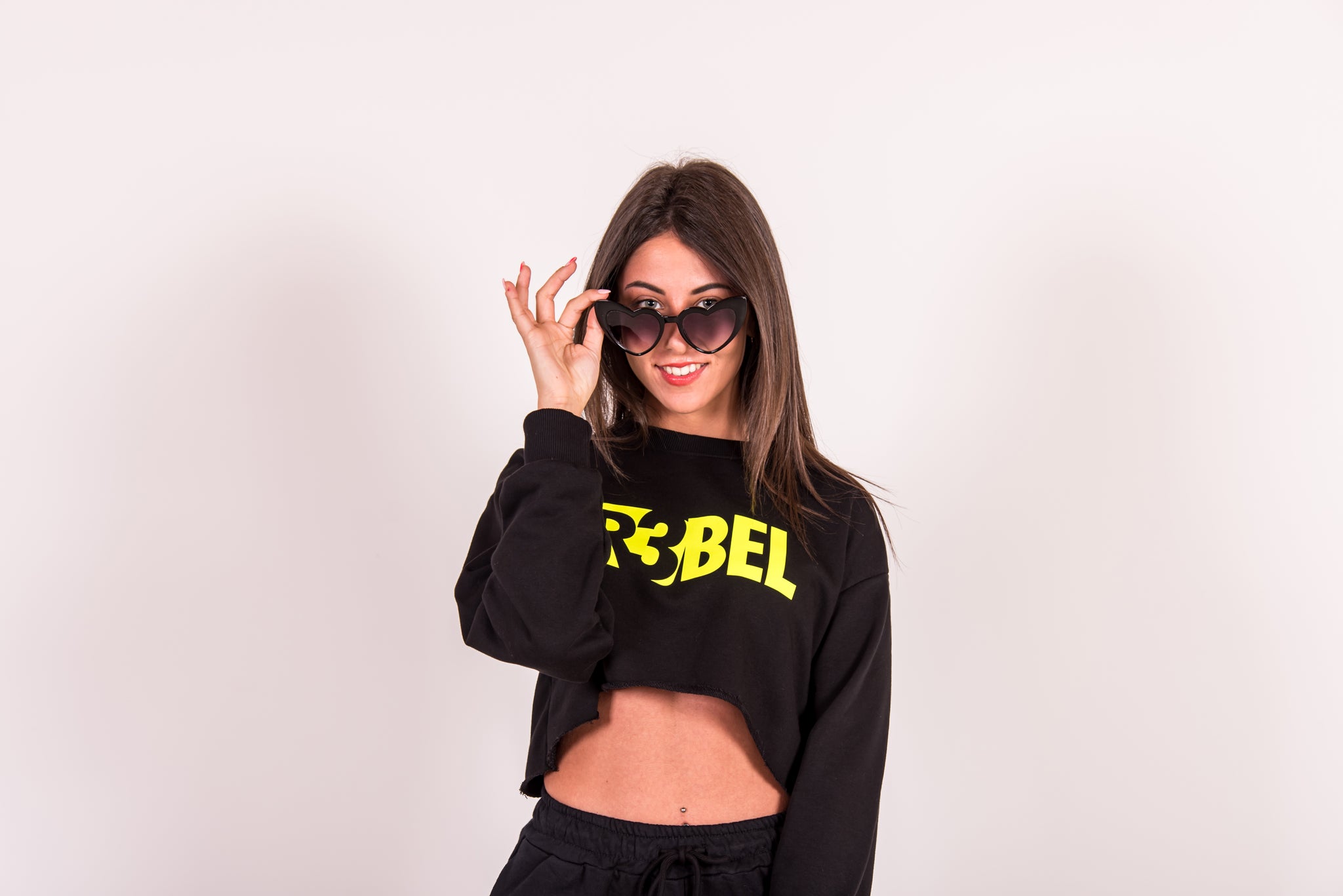 Felpa Crop-Top  -  Nero