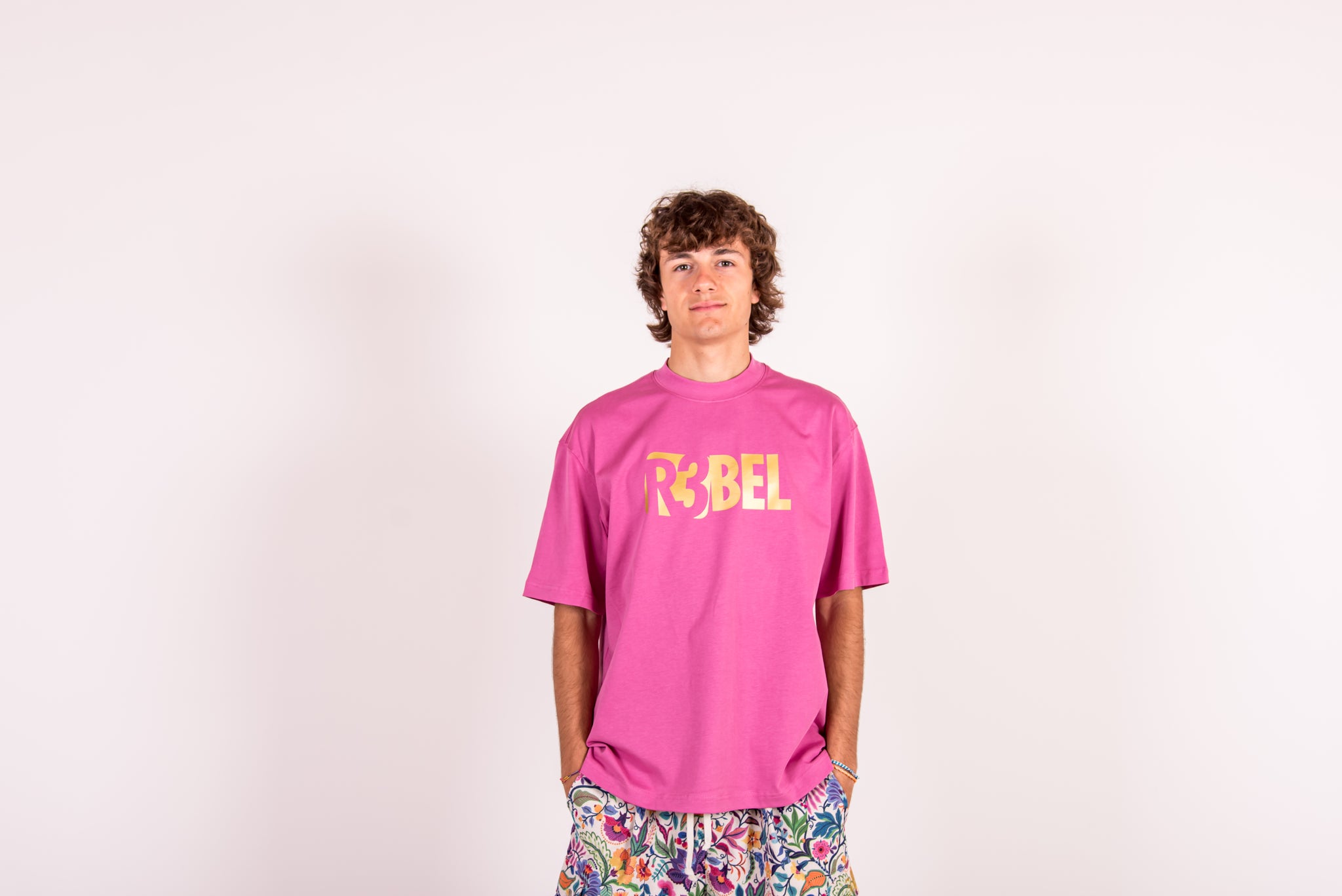 T-Shirt Colletto Alto - Rosa