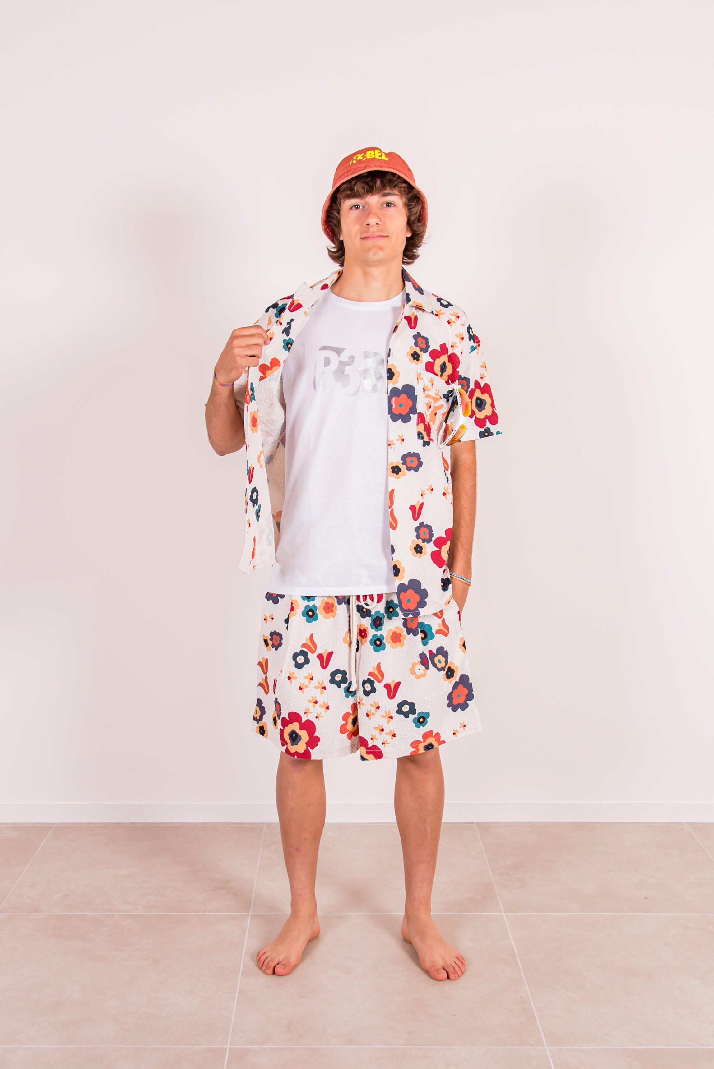 Flowers Suit with Shirt and Bermuda Shorts