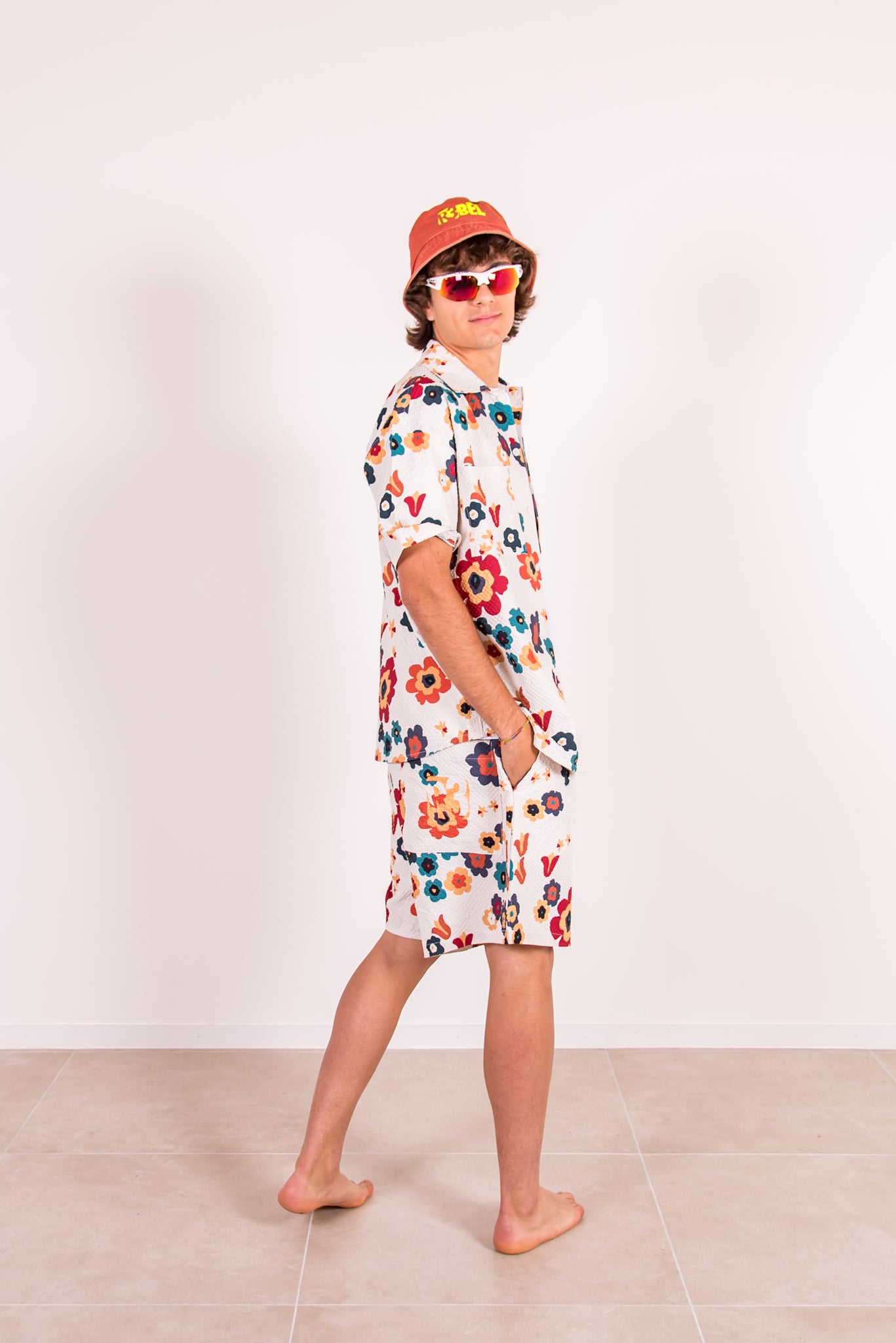 Flowers Suit with Shirt and Bermuda Shorts