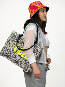 Leopard shopper with ivory background