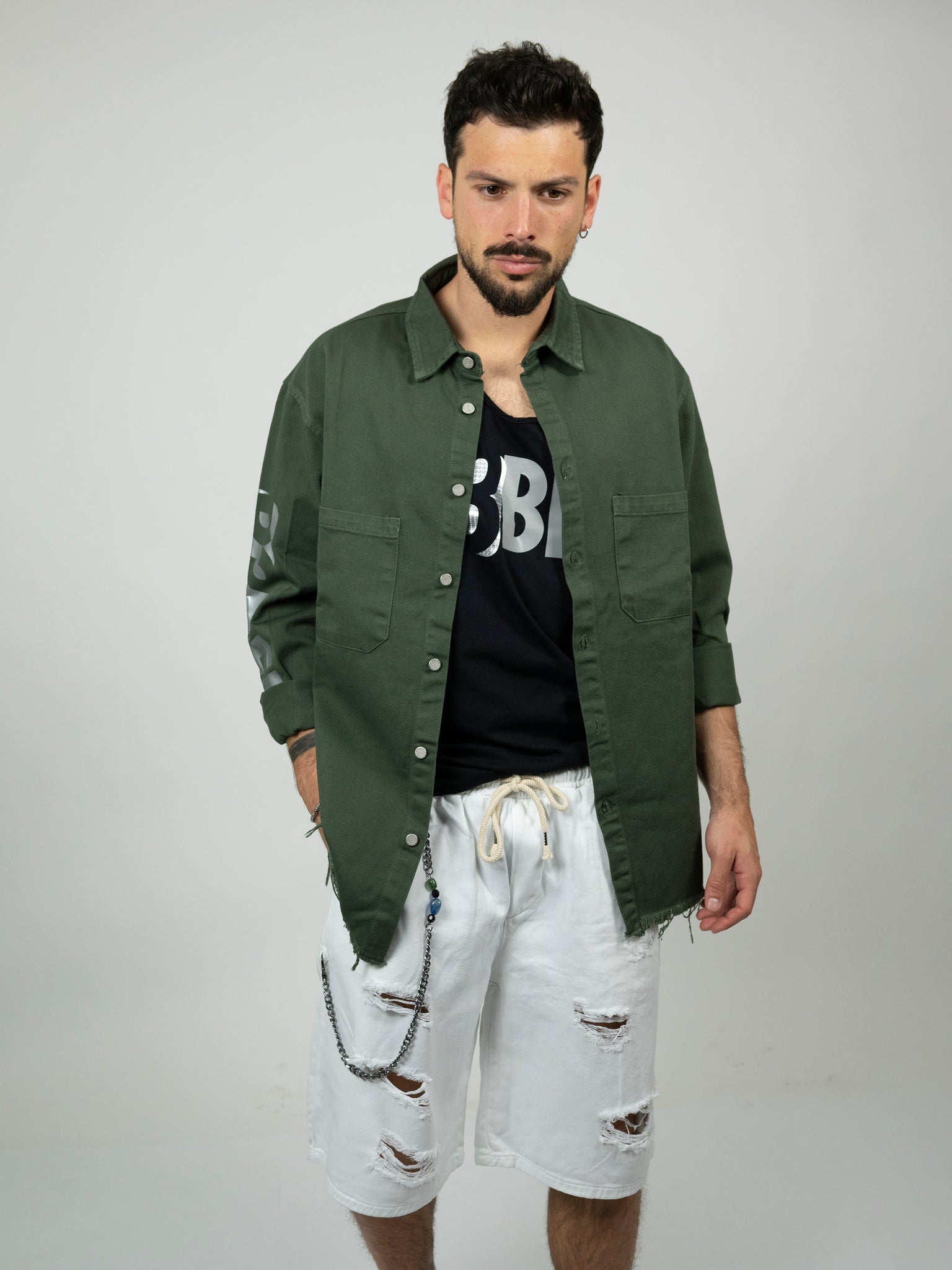 Men's Military Green Denim Jacket