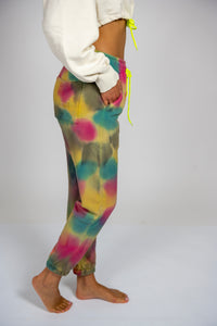 Jogger tie dye donna in cotone con tasche laterali