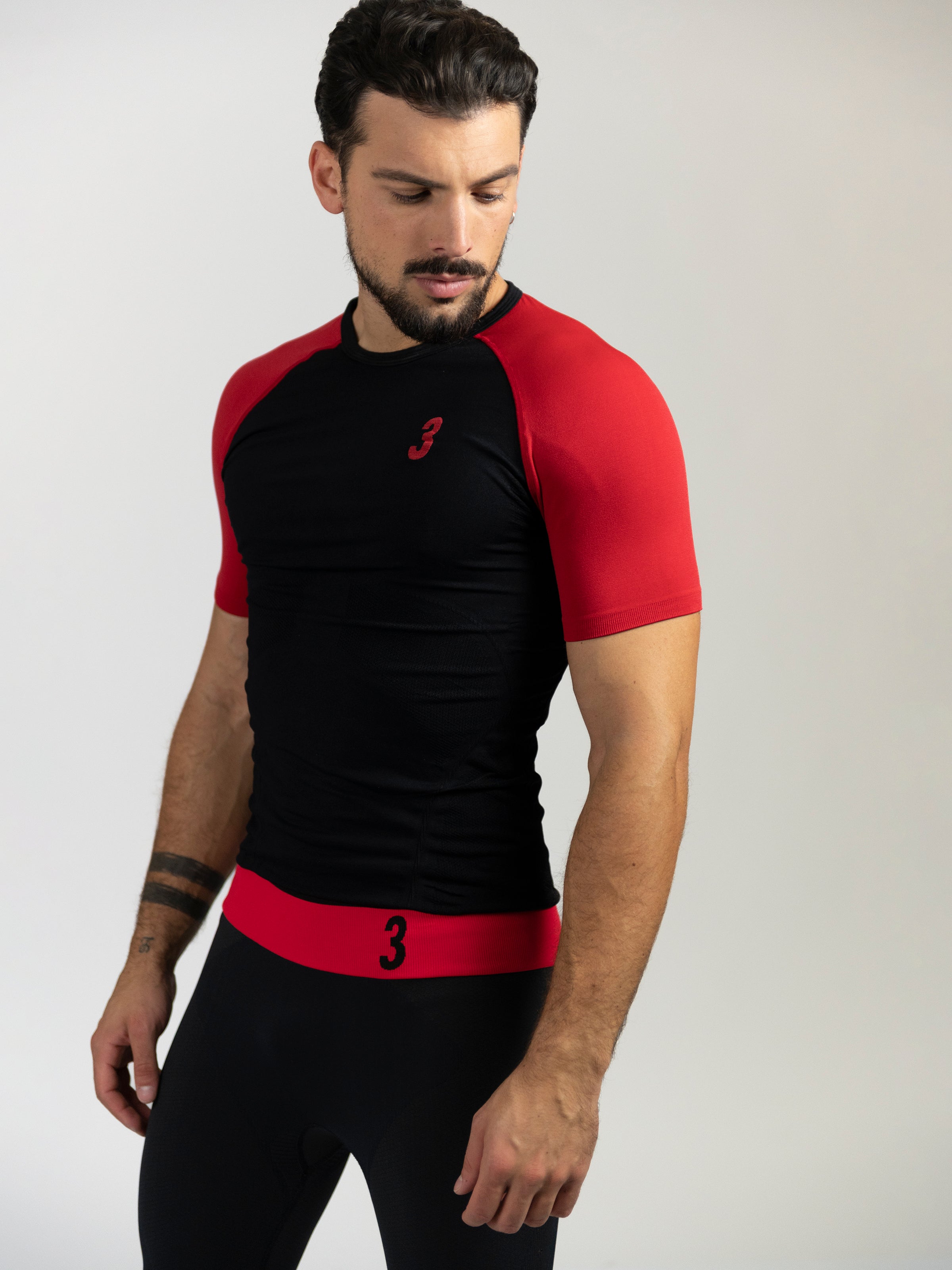 Red/Black Technical Fabric T-Shirt